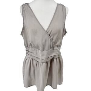 Banana Republic Dressy Deep V-Neck Sleeveless Blouse Side Zip Sz 14 Classy Top